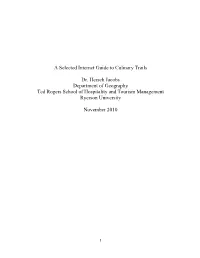 A Selected Internet Guide to Culinary Trails Dr. Hersch Jacobs