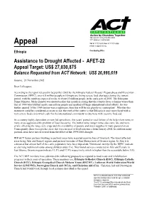 AFET-22 Appeal Target: US$ 27,030,875 Balance Requested from ACT Network: US$ 26,995,619