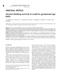 Alcohol Drinking and Risk of Small for Gestational Age Birth