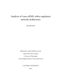Analysis of Trans Esnps Infers Regulatory Network Architecture