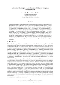 Automatic Glossing in a Low-Resource Setting for Language Documentation