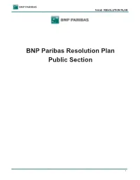 BNP Paribas Resolution Plan Public Section