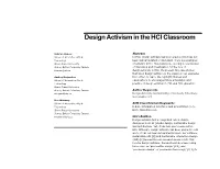 Design Activism in the HCI Classroom