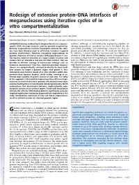 Redesign of Extensive Protein–DNA Interfaces of Meganucleases Using Iterative Cycles of in Vitro Compartmentalization