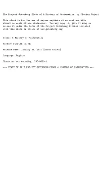 The Project Gutenberg Ebook #31061: a History of Mathematics