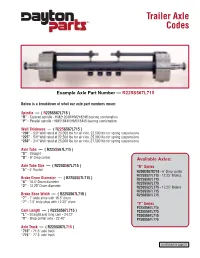 Trailer Axle Codes