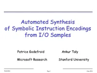 Automated Synthesis of Symbolic Instruction Encodings from I/O Samples