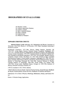 Biographies of Evaluators
