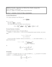 Cauchy Distribution Normal Random Variables P-Stability