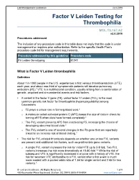 Factor V Leiden Testing for Thrombophilia