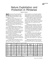 Nature Exploitation and Protection in Mindanao Isagani R
