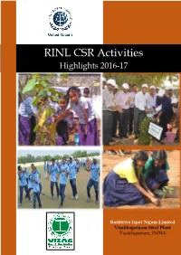 RINL CSR Activities Highlights 2016-17