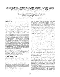 Analyticdb-V: a Hybrid Analytical Engine Towards Query Fusion for Structured and Unstructured Data
