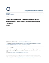 Comparing Post-Expansion Integration Policies of the Early Roman Republic and the Early Chu State from a Geopolitical Perspective