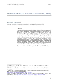 Information Ethics in the Context of Information Literacy