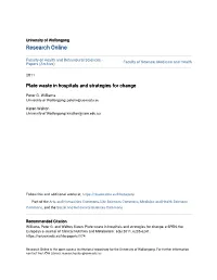 Plate Waste in Hospitals and Strategies for Change