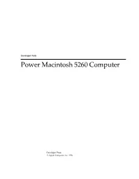 Power Macintosh 5260 Computer Developer Note