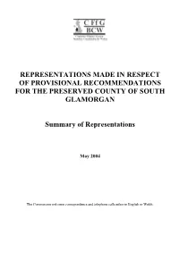 South Glamorgan Summary of Representations