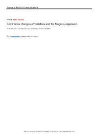 Continuous Changes of Variables and the Magnus Expansion