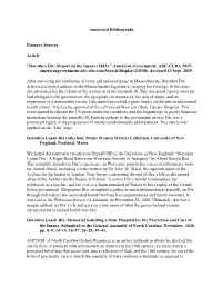 "Dorothea Dix: Report on the Insane (1843)." American Government, ABC-CLIO, 2019, Americangovernment.Abc-Clio.Com/Search/Display/210306