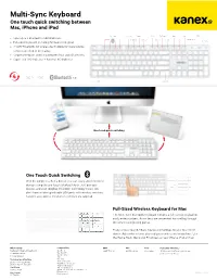 Multi-Sync Keyboard One Touch Quick Switching Between Mac, Iphone and Ipad