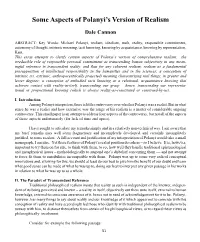 Some Aspects of Polanyi's Version of Realism