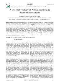 A Descriptive Study of Active Scanning & Reconnaissance Tools