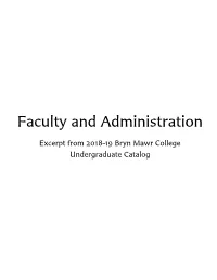 Faculty-Administration Excerpt from Catalog