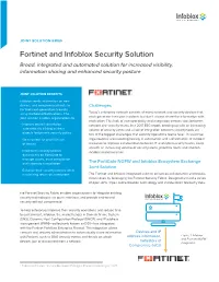 Fortinet and Infoblox Security Solution Broad, Integrated and Automated Solution for Increased Visibility, Information Sharing and Enhanced Security Posture
