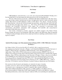 From Basics to Applications Eric Pottier Abstract SAR