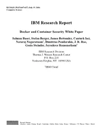 IBM Research Report Docker and Container Security White Paper