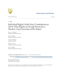 Individual Rights Under State Constitutions in 2018: What Rights Are Deeply Rooted in a Modern-Day Consensus of the States? Steven G