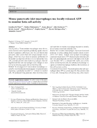 Mouse Pancreatic Islet Macrophages Use Locally Released ATP to Monitor Beta Cell Activity