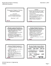 Phase Plane Analysis of Differential Equations