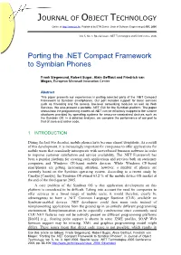 Porting the .NET Compact Framework to Symbian Phones