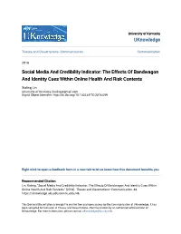 Social Media and Credibility Indicator: the Effects of Bandwagon and Identity Cues Within Online Health and Risk Contexts
