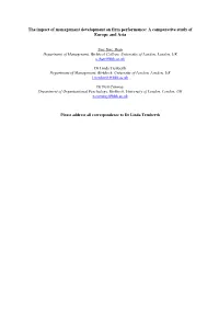 The Impact of Management Development on Firm Performance: a Comparative Study of Europe and Asia