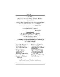 Writ of Certiorari Appendix