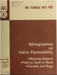 Bibliographies on Fabric Flammability, Part 1. Wearing Apparel, Part 2