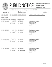 Broadcast Actions 2/19/2020