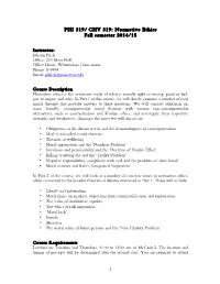 CHV 319: Normative Ethics Fall Semester 2014/15