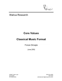 Core Values Classical Music Format