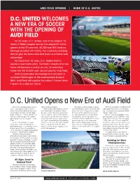 D.C. United Opens a New Era at Audi Field When the Calendar Page Turns to Closer to Their Fan Base