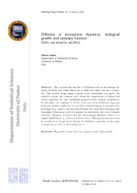 Diffusion of Innovations Dynamics, Biological Growth and Catenary Function