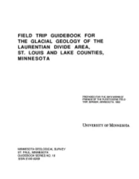 Field Trip Guidebook for the Glacial Geology of the Laurentian Divide Area, St