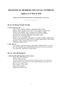 REGISTER of MEMBERS' FINANCIAL INTERESTS Updates 6