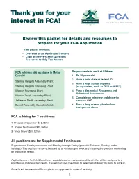 Thank You for Your Interest in FCA!