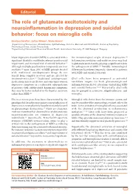 The Role of Glutamate Excitotoxicity and Neuroinflammation in Depression and Suicidal Behavior: Focus on Microglia Cells