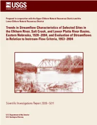 Trends in Streamflow Characteristics of Selected Sites in the Elkhorn