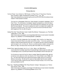 Annotated Bibliography Primary Sources “Archive Photos: Texas